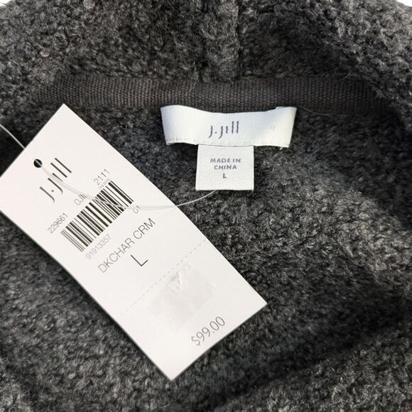 NEW J.Jill Large Sweater Intarsia Snowflake Funnel Neck Gray Holiday Christmas - Picture 5 of 10